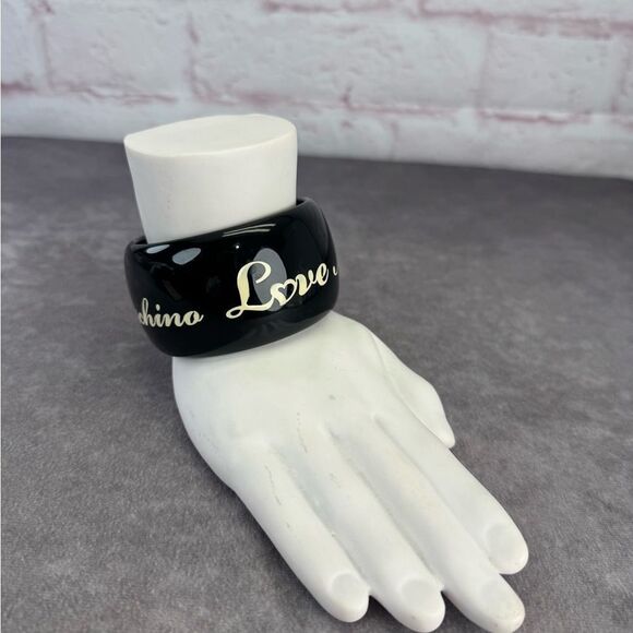 Love Moschino Wide Love Black Bangle Bracelet - Picture 2 of 8